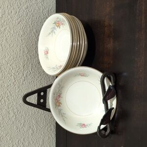 Eight 1940's Homer Laughlin Eggshell Nautilus Ferndale Berry Dessert Bowls 5.25"